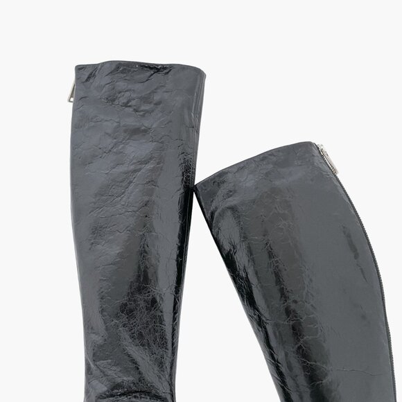 MM6 Maison Margiela Tin Can Boots EU 38 US 7 Black Knee High Block Heel Tall - Picture 12 of 13